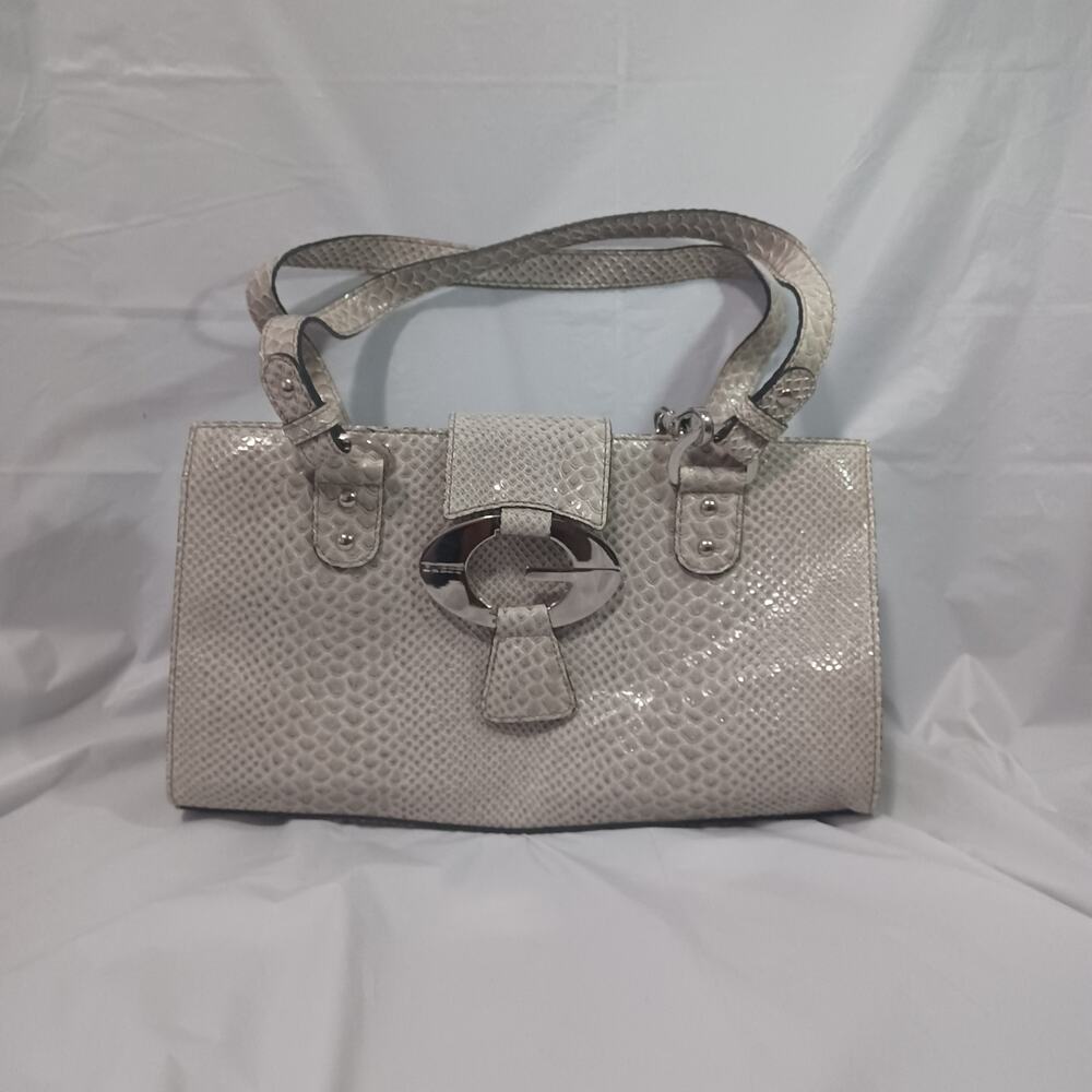Guess Vintage Y2K Beige Snakeskin Embossed Pattern Shoulder Bag